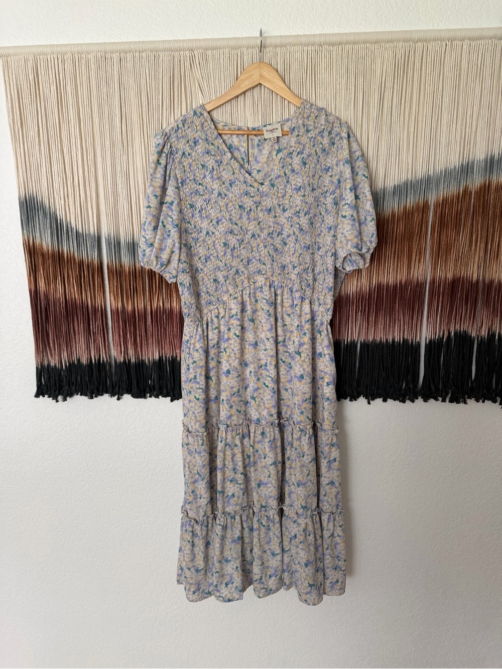 Hayden Light Blue Floral Tiered Midi Dress